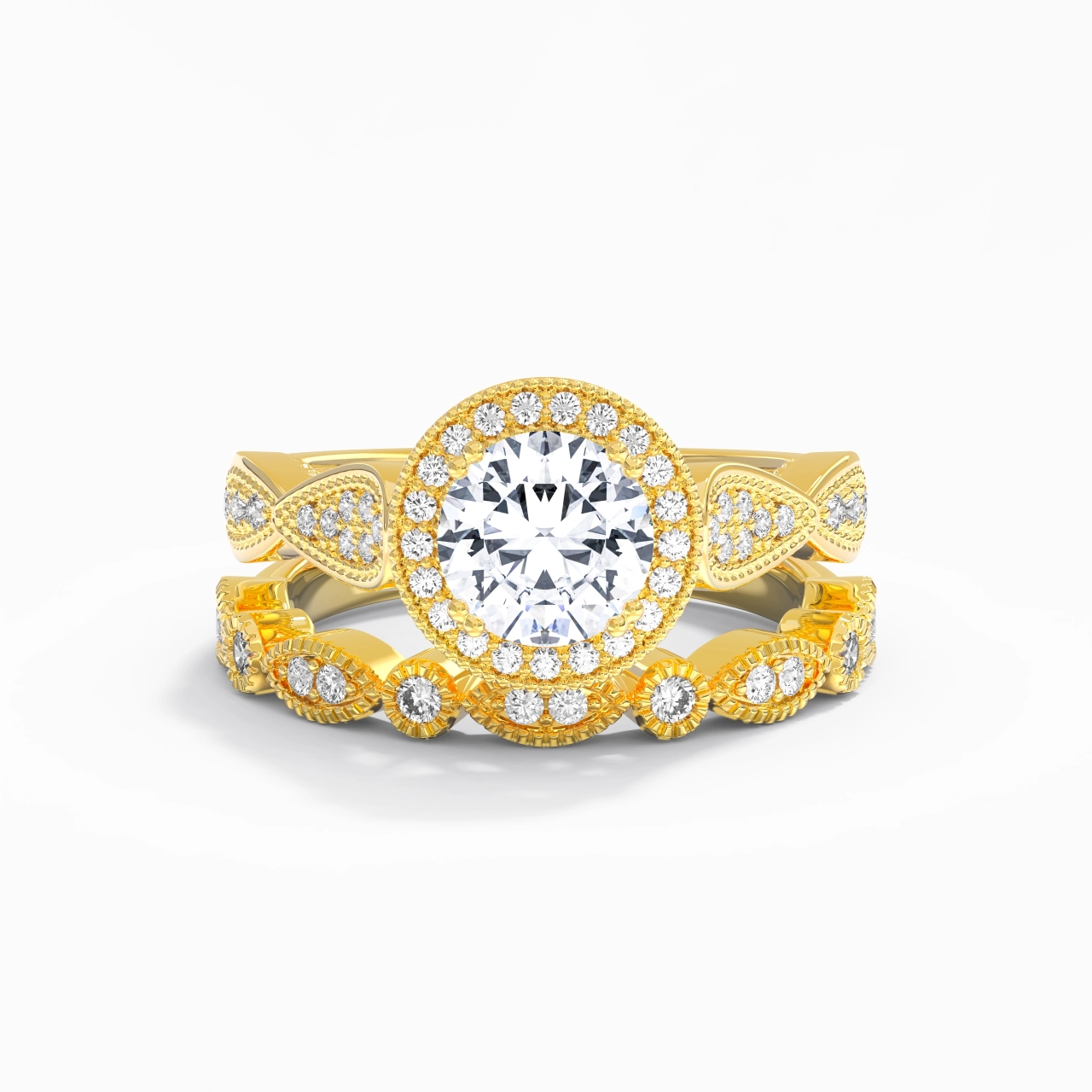14K Gold Moissanite Wedding Ring Set