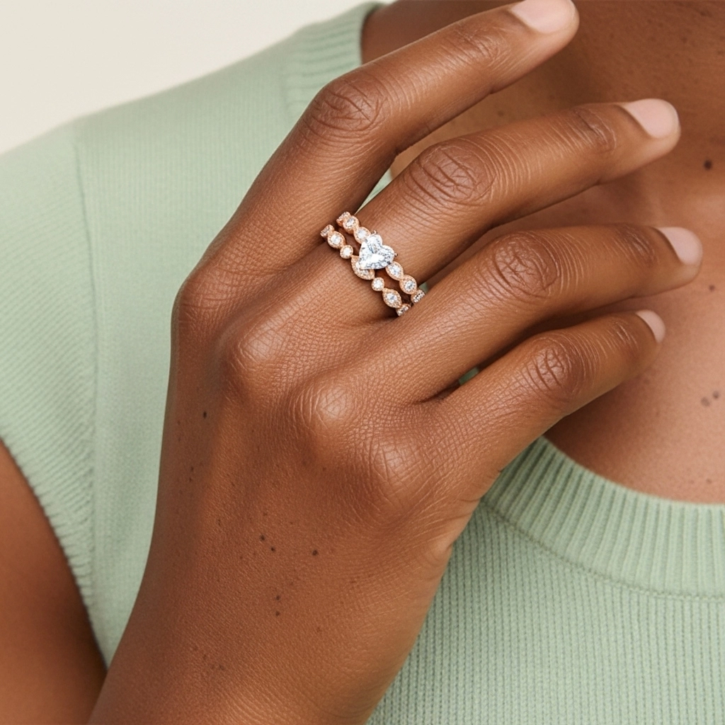 Antique Heart 2.00ct Moissanite Wedding Ring Set