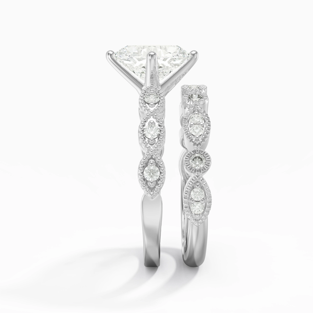 Antique Marquise 0.80ct Moissanite Wedding Ring Set