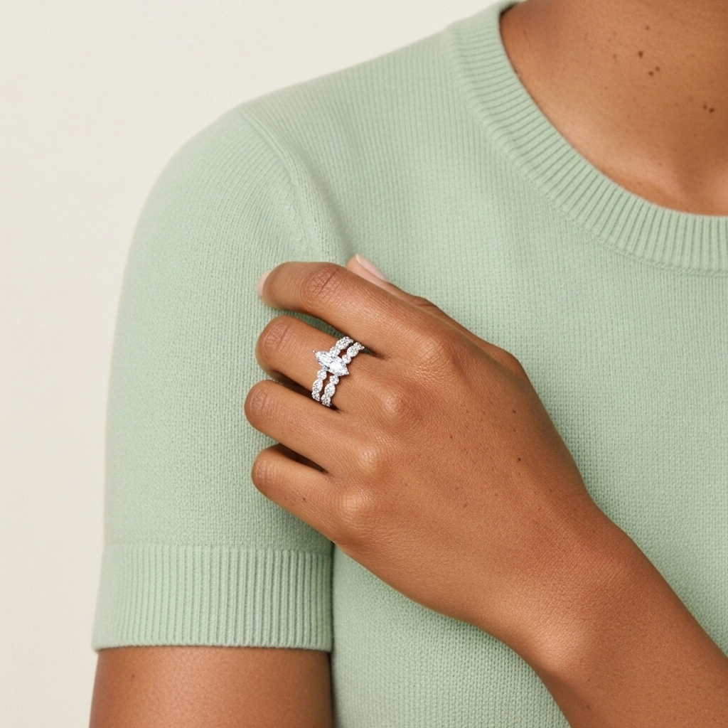 Antique Marquise 2.00ct Moissanite Ensemble d'alliances