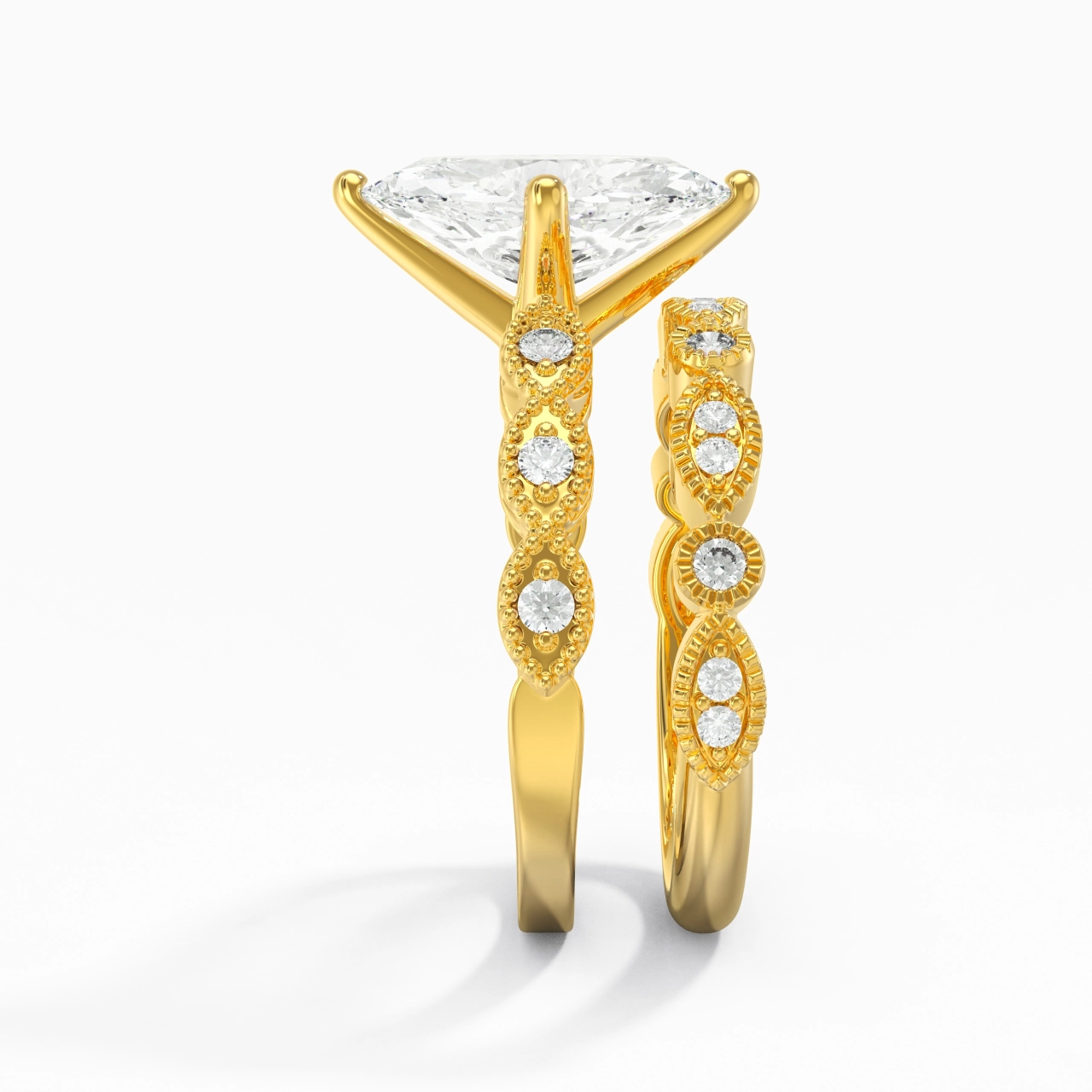 Antique Marquise 2.00ct Moissanite Wedding Ring Set