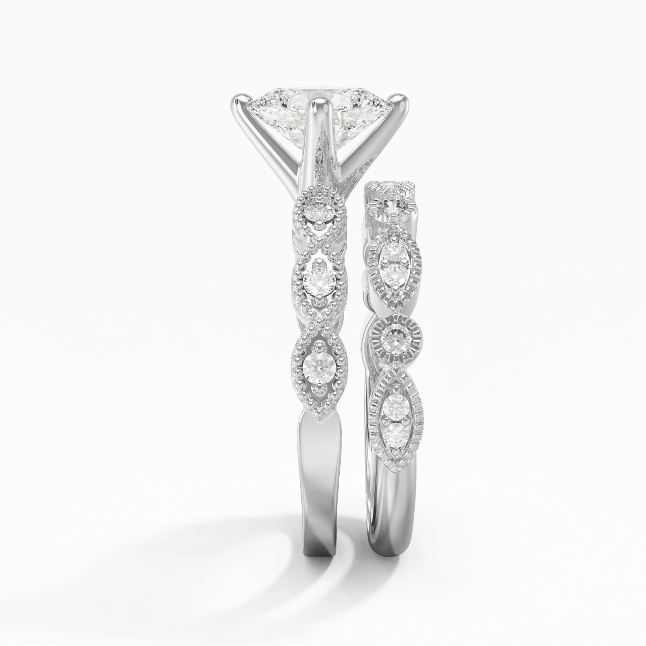 Antique Oval 1.50ct Moissanite Wedding Ring Set