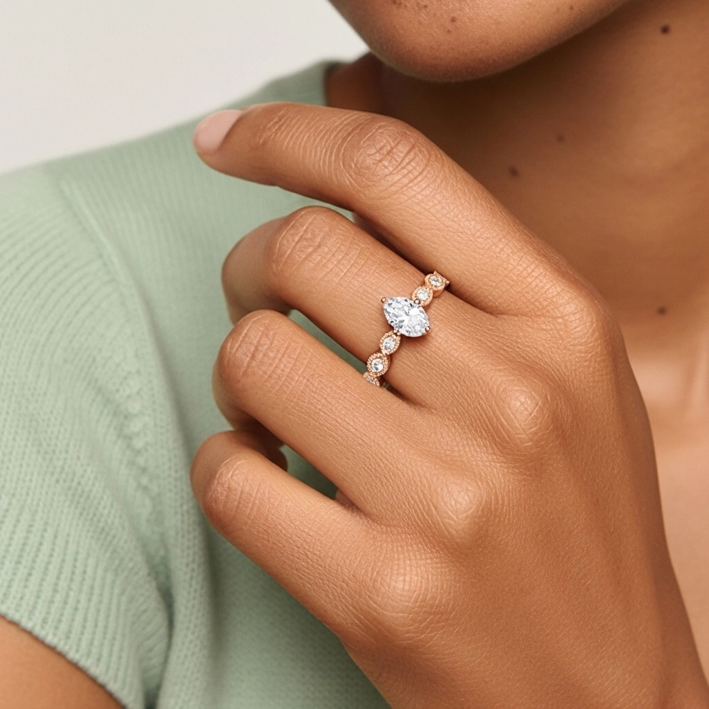 Antique Oval 2.00ct Moissanite Wedding Ring Set