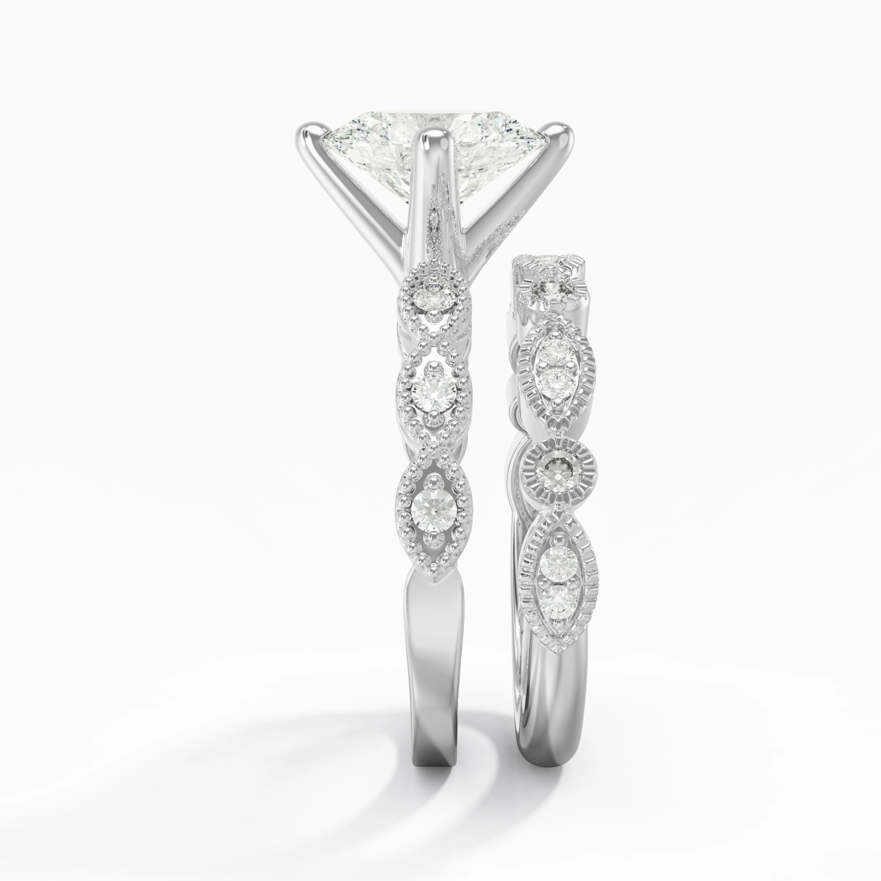 Antique Oval 2.00ct Moissanite Wedding Ring Set