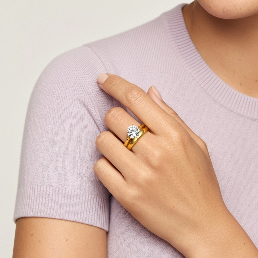 Elegant Round Cut Wedding Ring Set