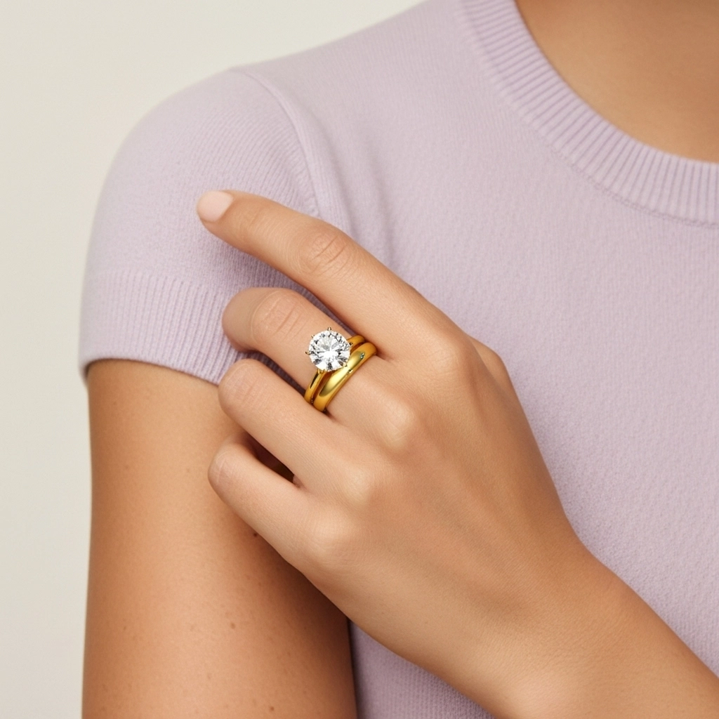 Elegant Round Cut Wedding Ring Set