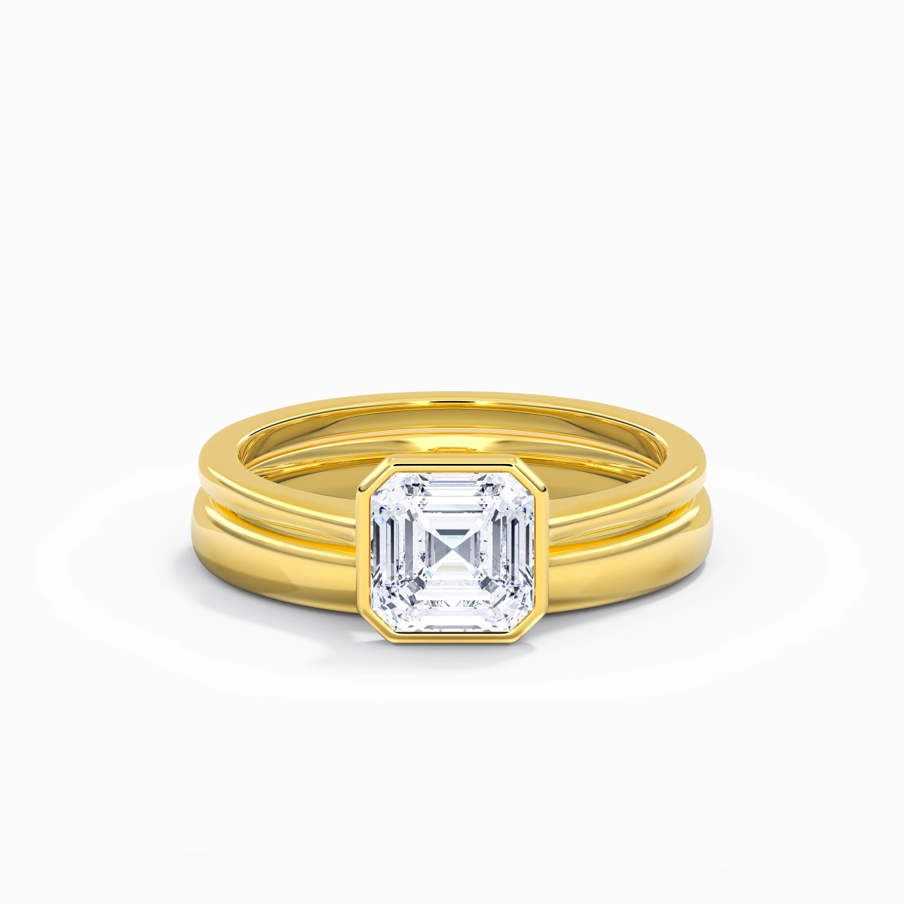 Solitaire Bezel Bridal Set 1.50ct Moissanite