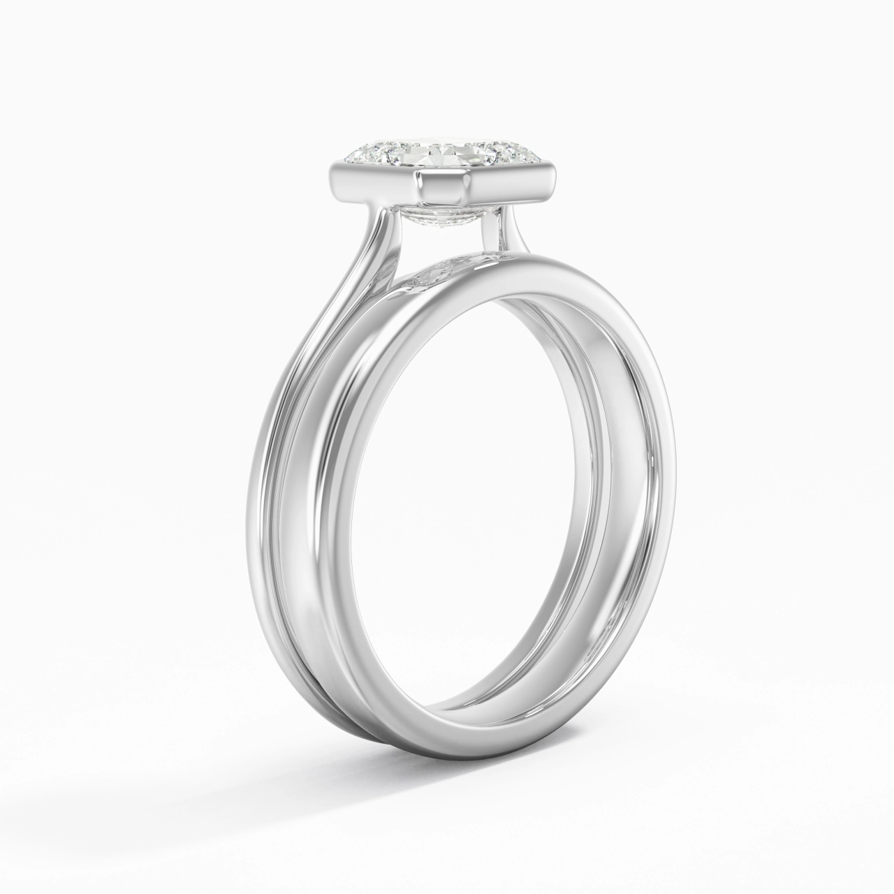 Solitaire Bezel Bridal Set 1.50ct Moissanite