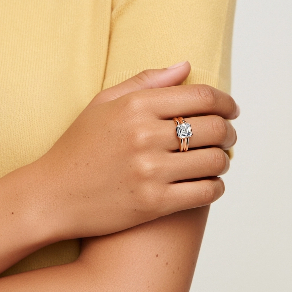 Solitaire Bezel Bridal Set 1.00ct Moissanite