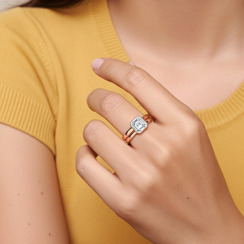 Solitaire Bezel Bridal Set 1.00ct Moissanite