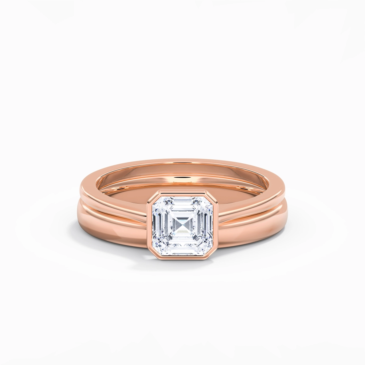 Solitaire Bezel Bridal Set 1.00ct Moissanite