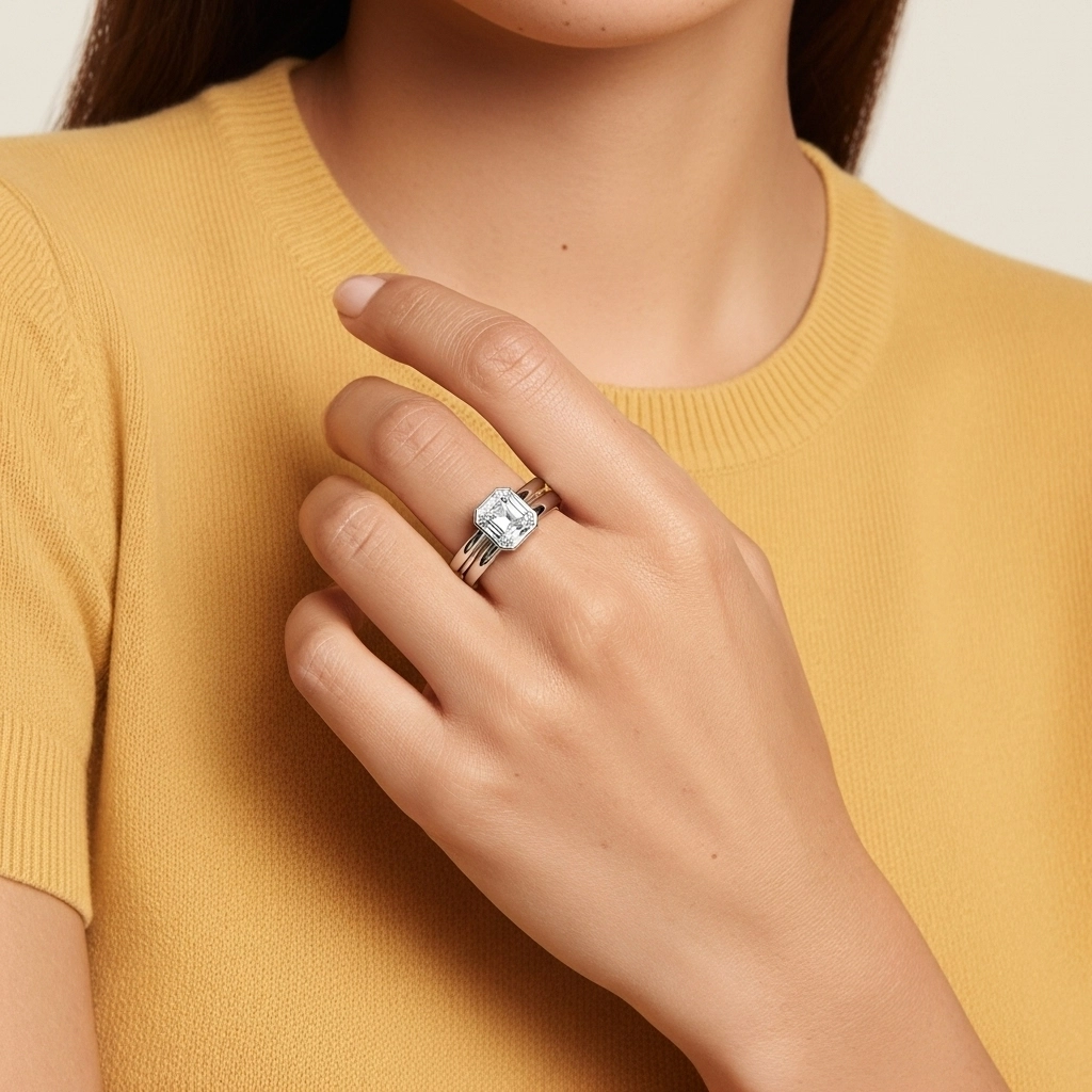 Solitaire Bezel Bridal Set 1.00ct Moissanite