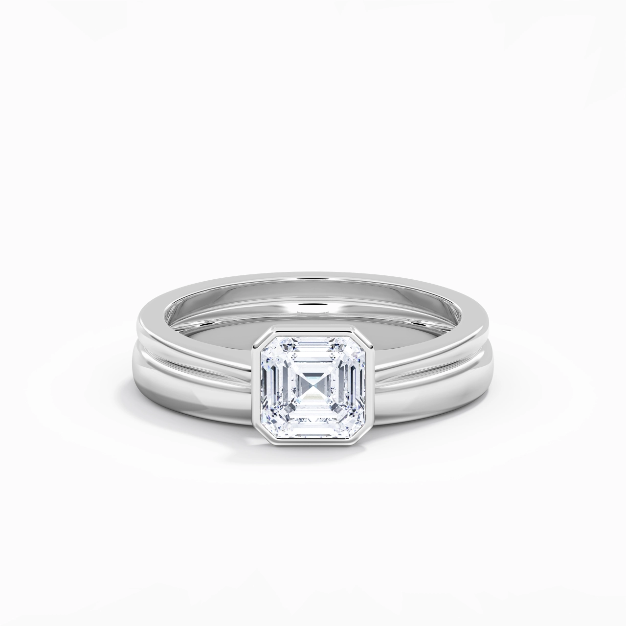 Solitaire Bezel Bridal Set 1.00ct Moissanite
