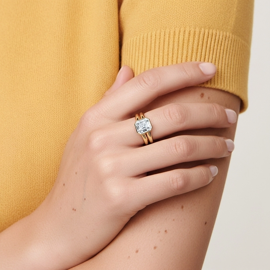 Solitaire Bezel Bridal Set 1.00ct Moissanite