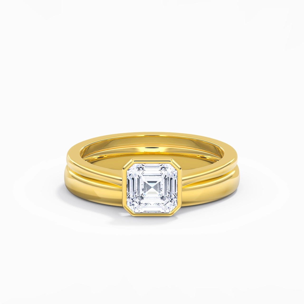 Solitaire Bezel Bridal Set 1.00ct Moissanite