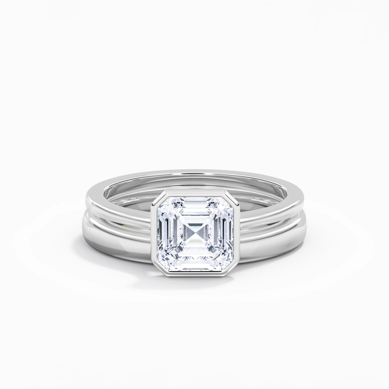 Solitaire Bezel Bridal Set 2.00ct Moissanite