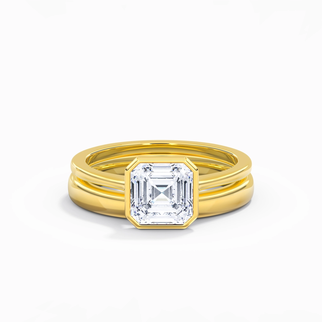 Solitaire Bezel Bridal Set 2.00ct Moissanite