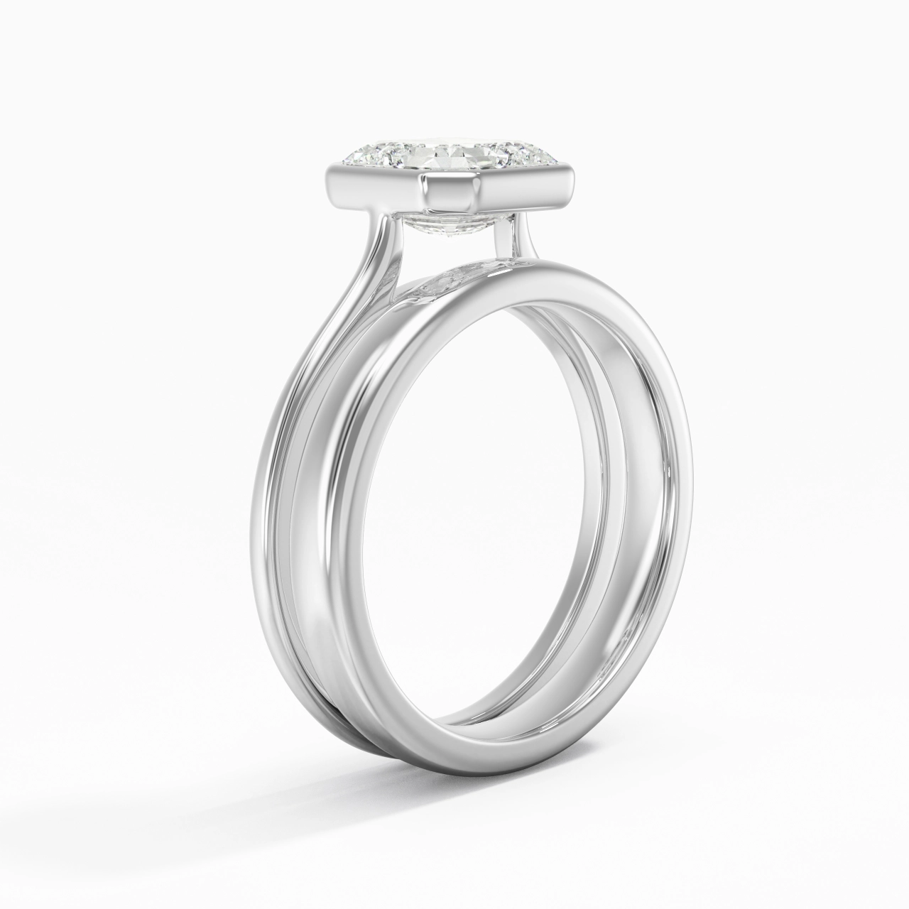 Solitaire Bezel Bridal Set 2.00ct Moissanite