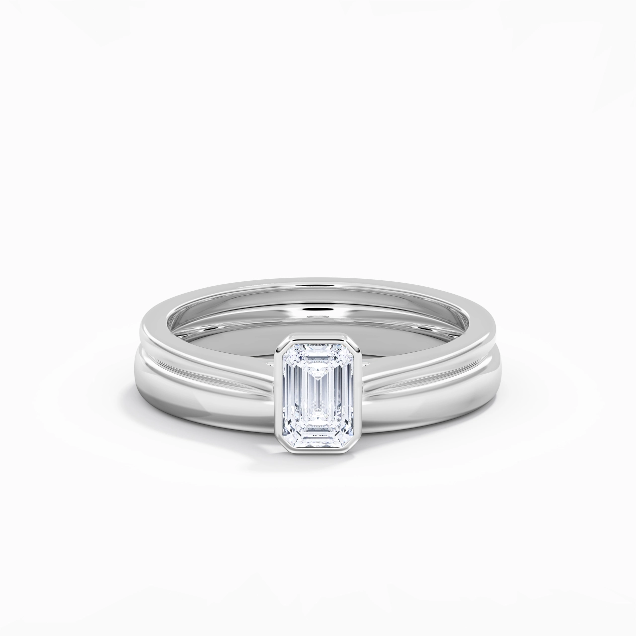 Solitaire Bezel Bridal Set 0.80ct Moissanite