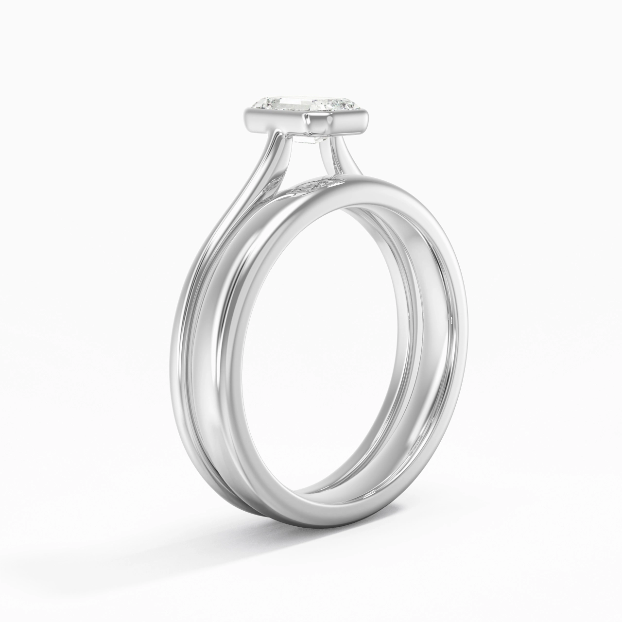 Solitaire Bezel Bridal Set 0.80ct Moissanite