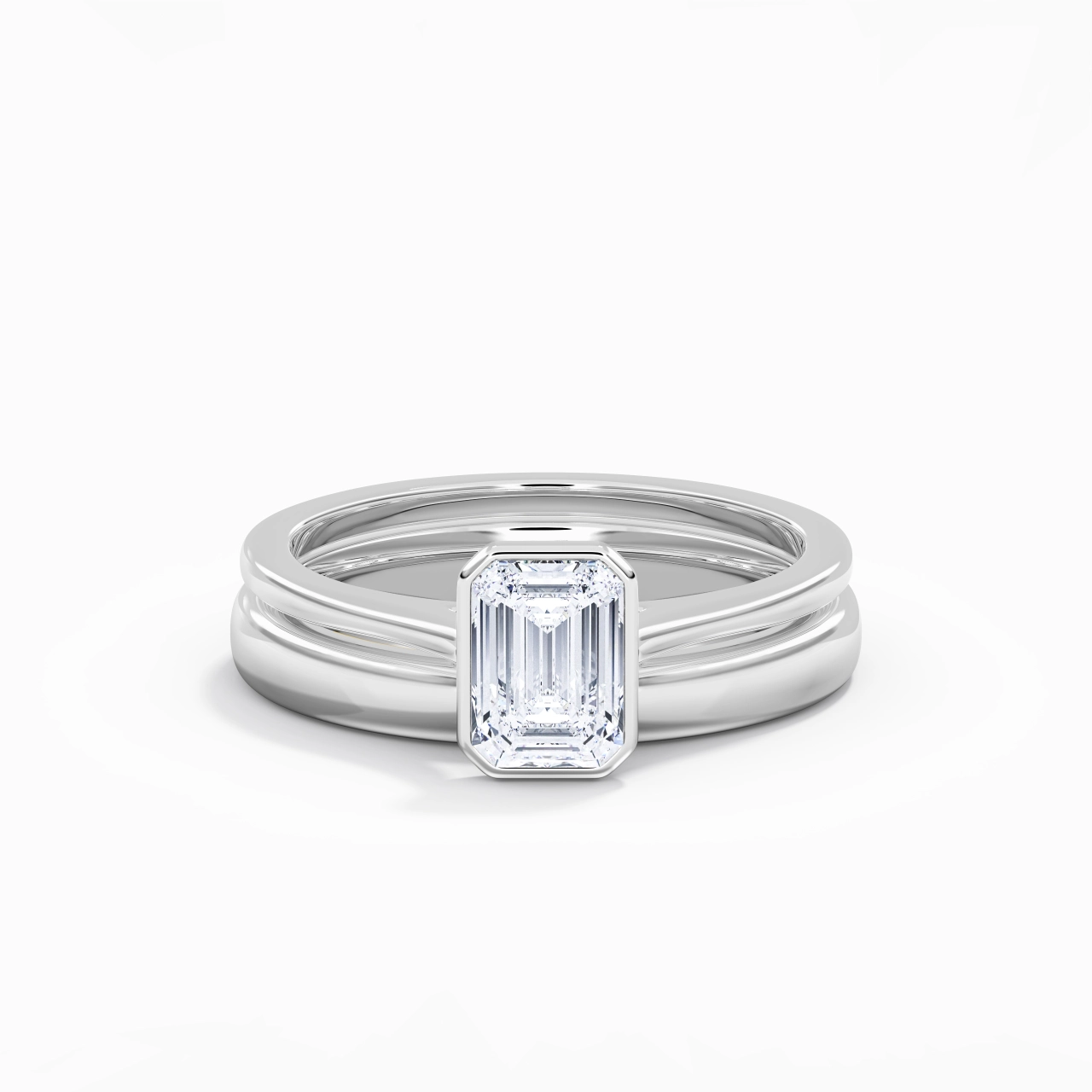 Solitaire Bezel Bridal Set 1.00ct Moissanite