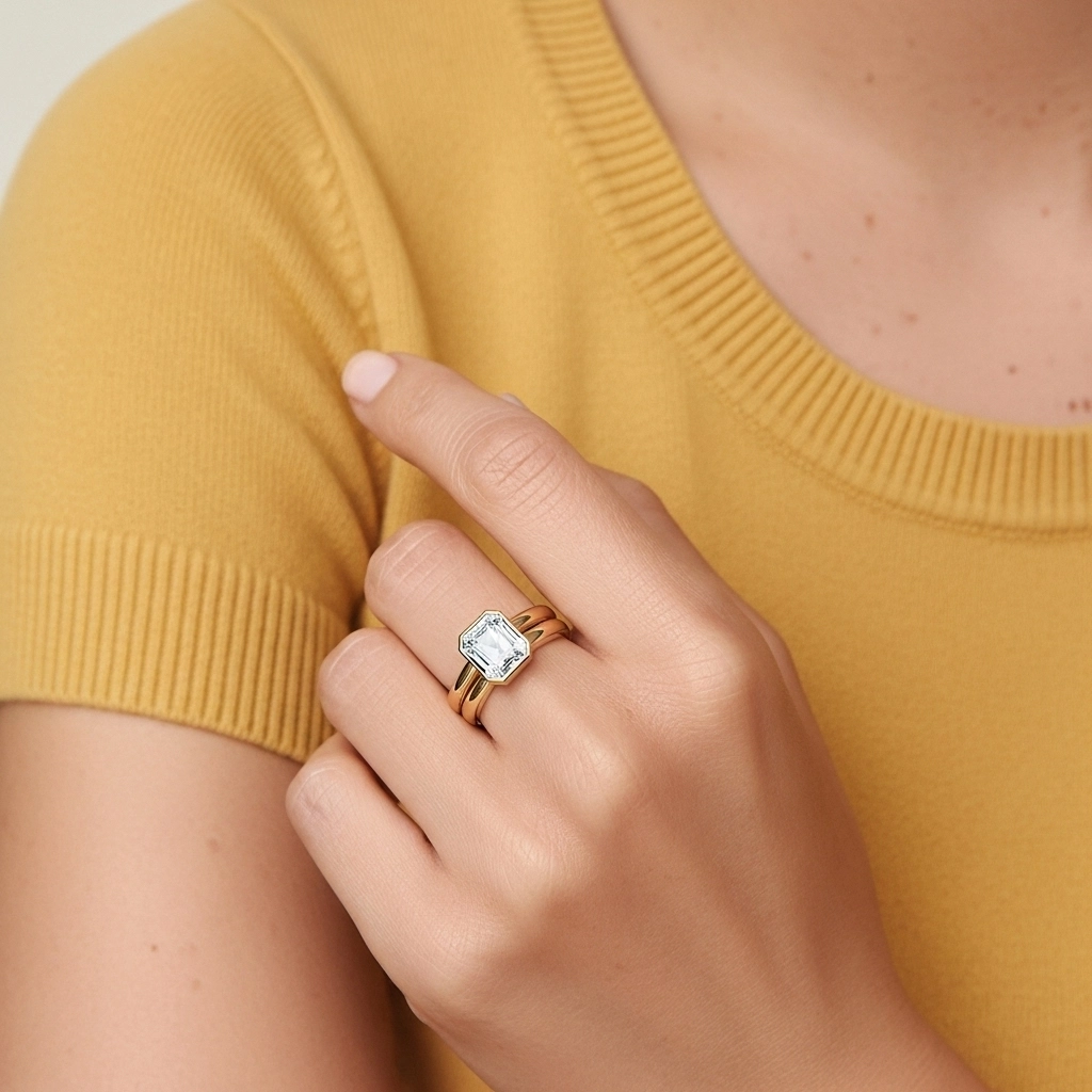 Solitaire Bezel Bridal Set 1.00ct Moissanite