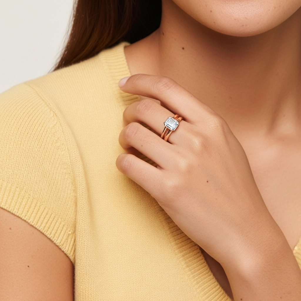 Solitaire Bezel Bridal Set 1.00ct Moissanite