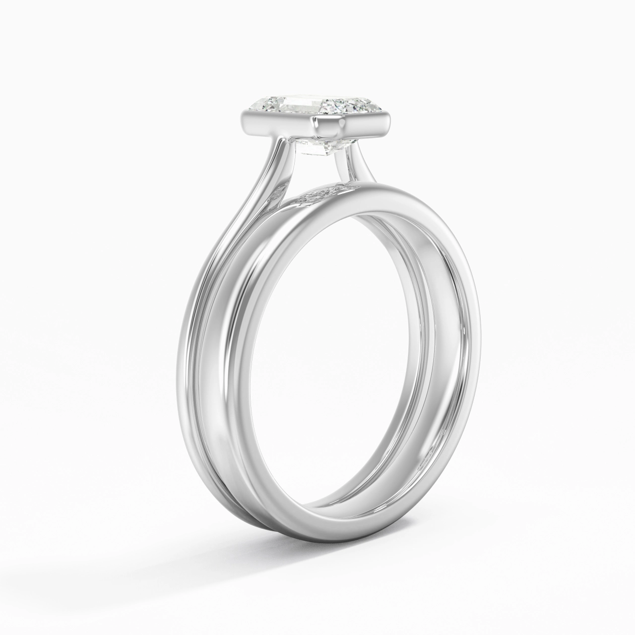 Solitaire Bezel Bridal Set 1.00ct Moissanite