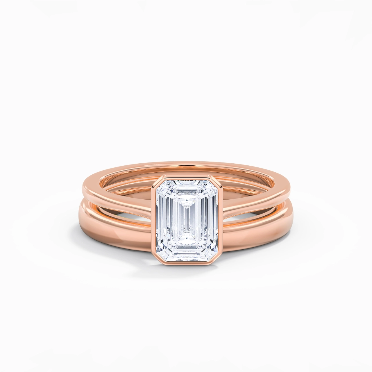 Solitaire Bezel Bridal Set 2.00ct Moissanite