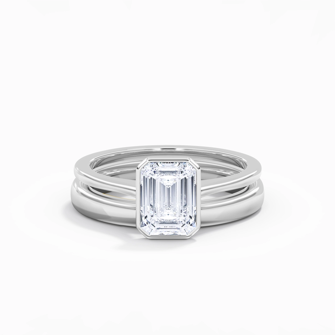 Solitaire Bezel Bridal Set 2.00ct Moissanite