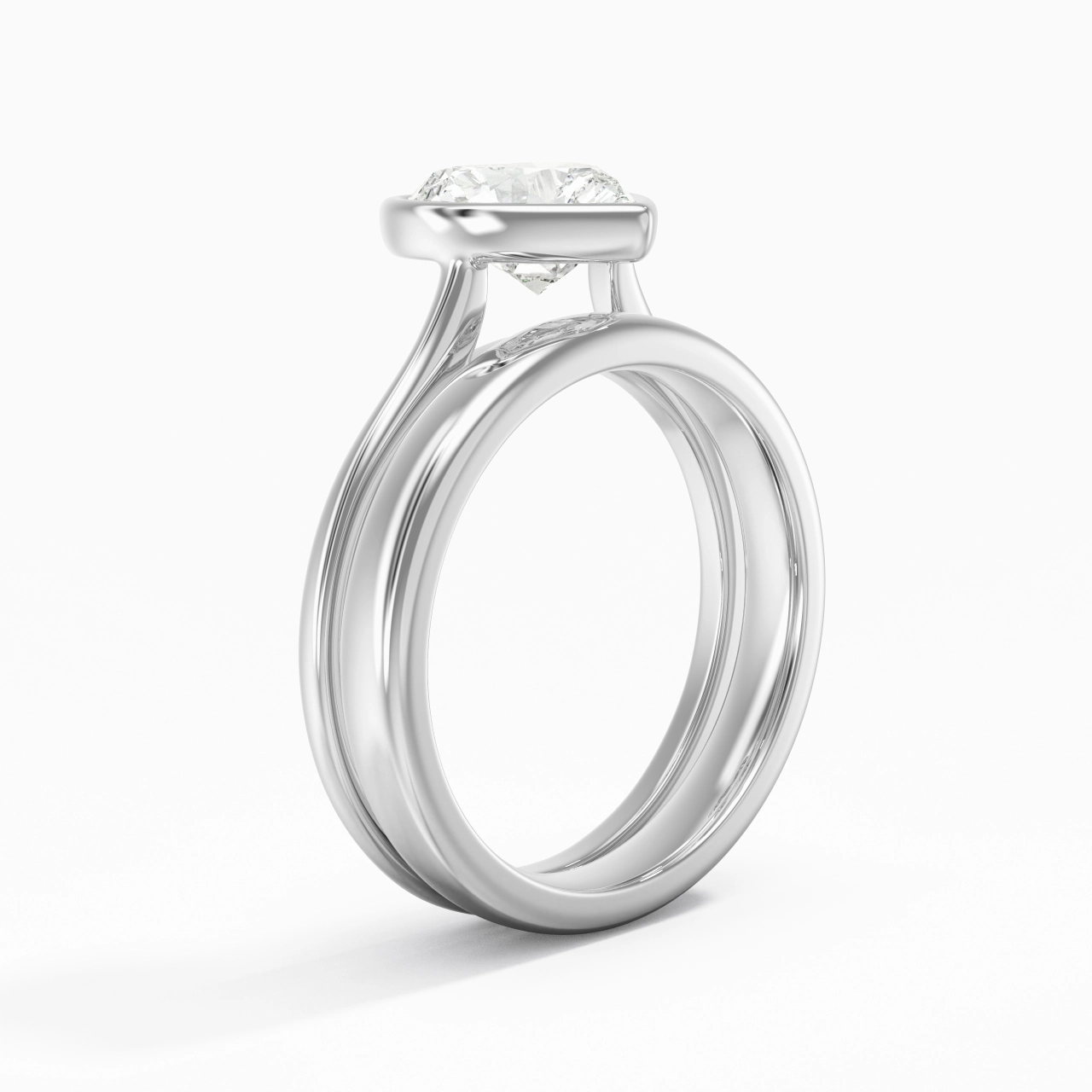 Solitaire Bezel Bridal Set 1.50ct Moissanite