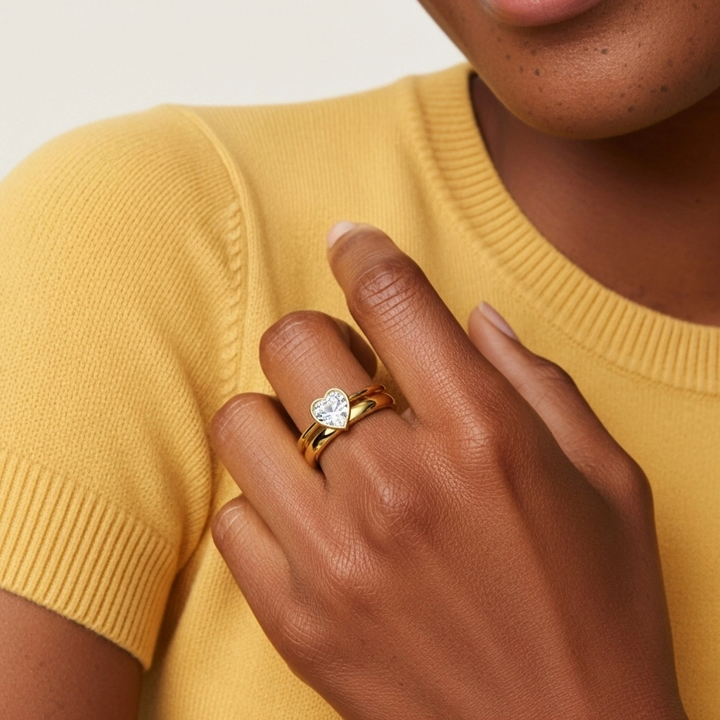 Solitaire Lunette Ensemble nuptial 1.00ct Moissanite