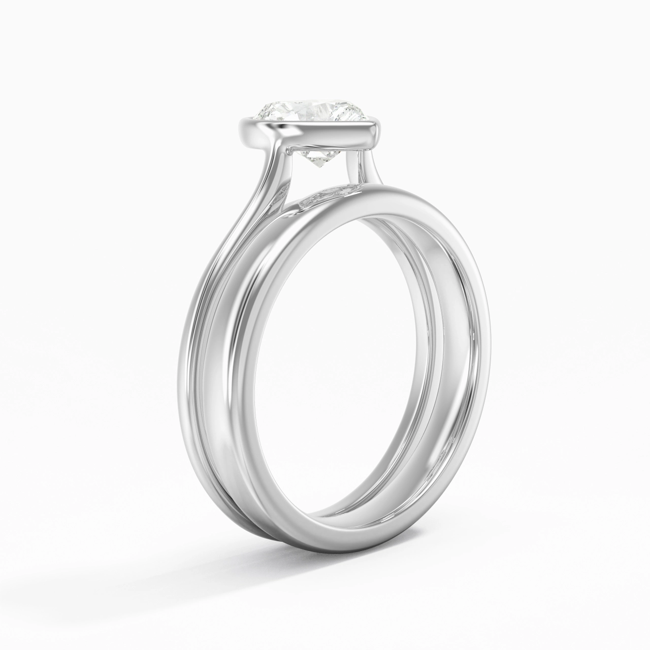 Solitaire Bezel Bridal Set 1.00ct Moissanite