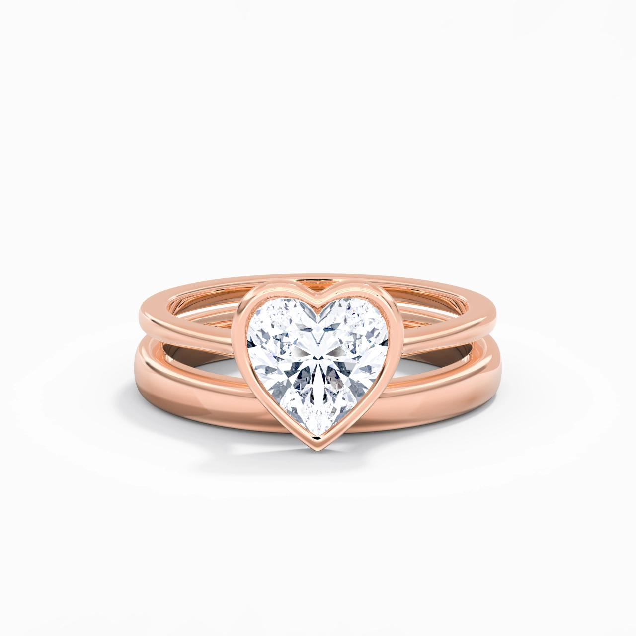 Solitaire Bezel Bridal Set 2.00ct Moissanite