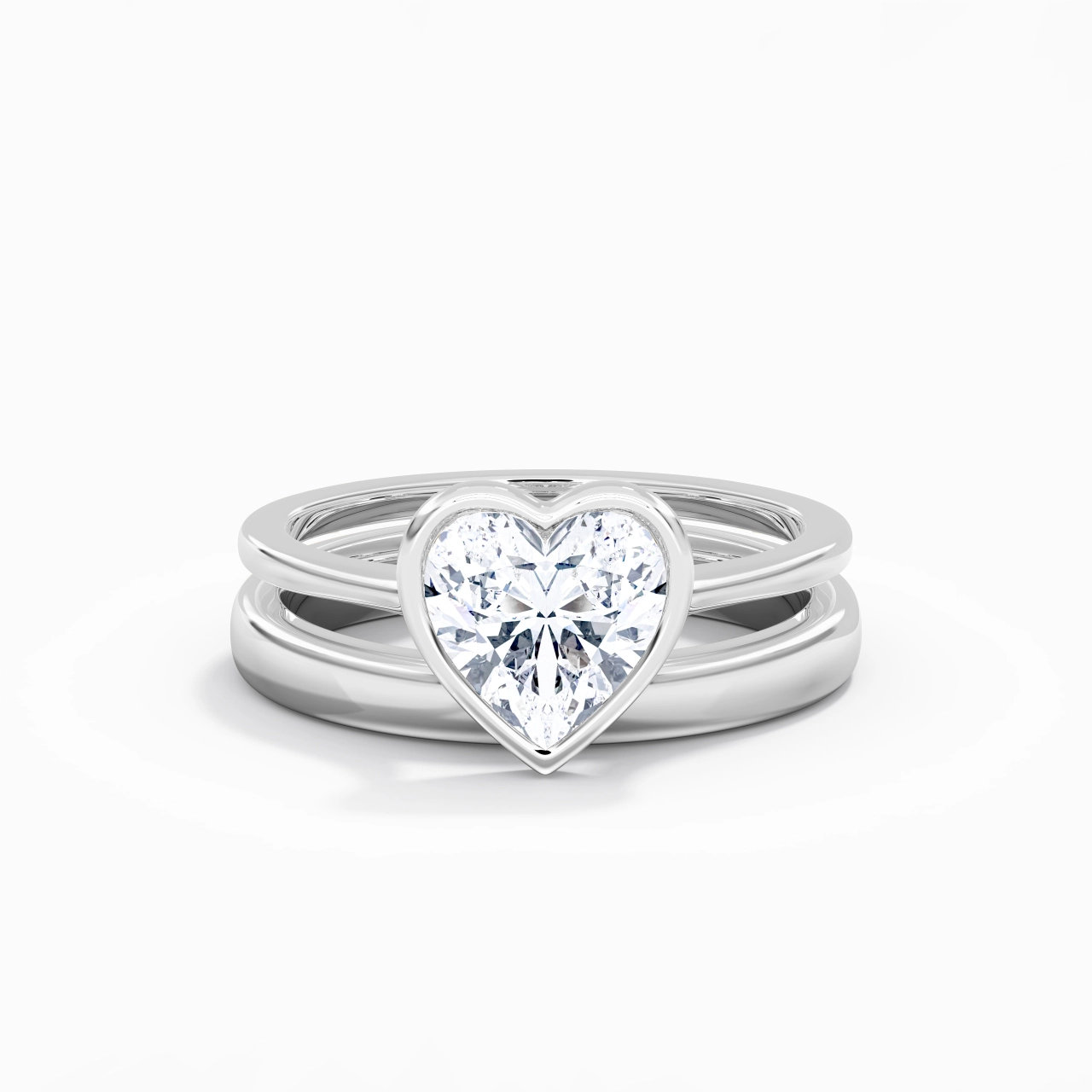 Solitaire Bezel Bridal Set 2.00ct Moissanite