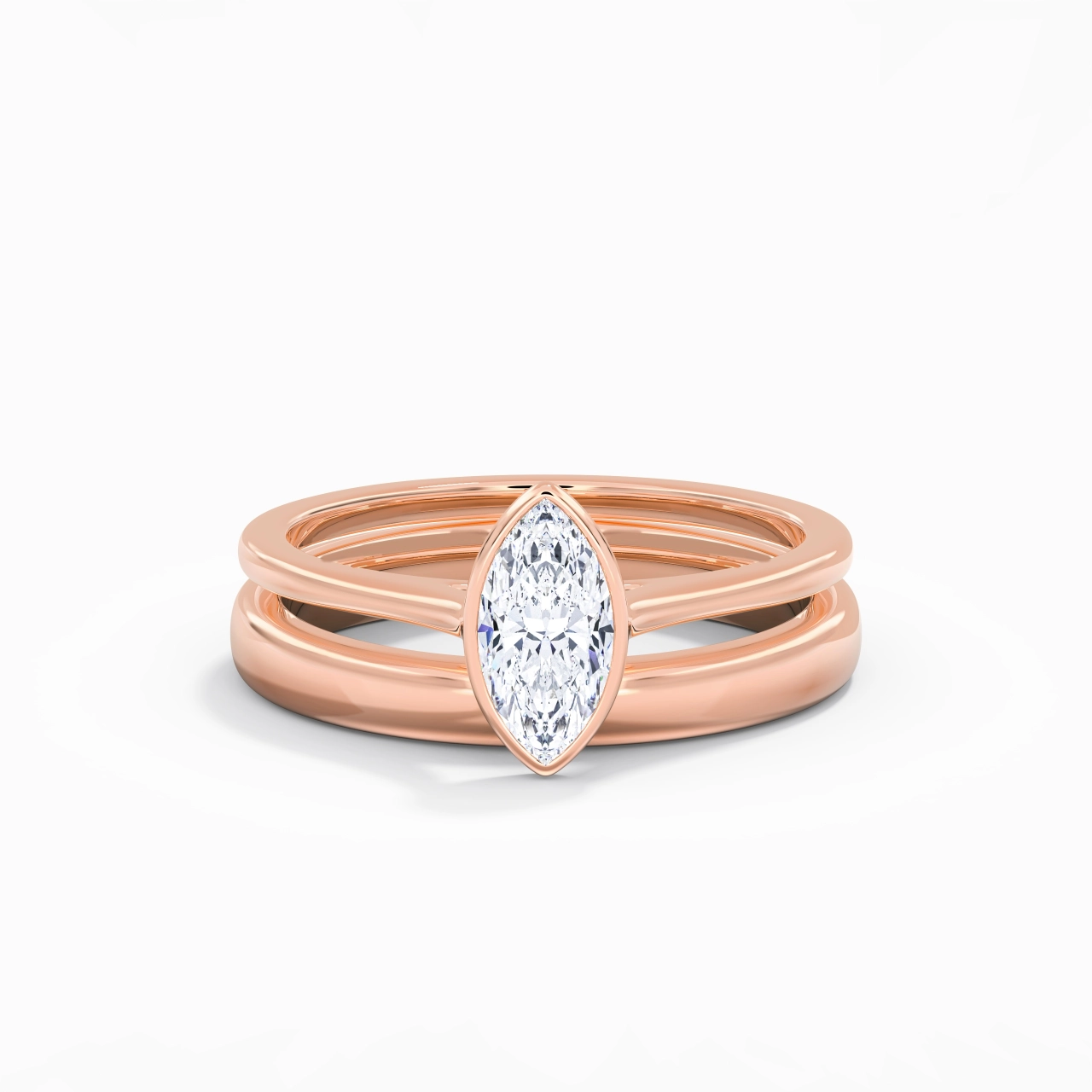 Solitaire Bezel Bridal Set 0.80ct Moissanite