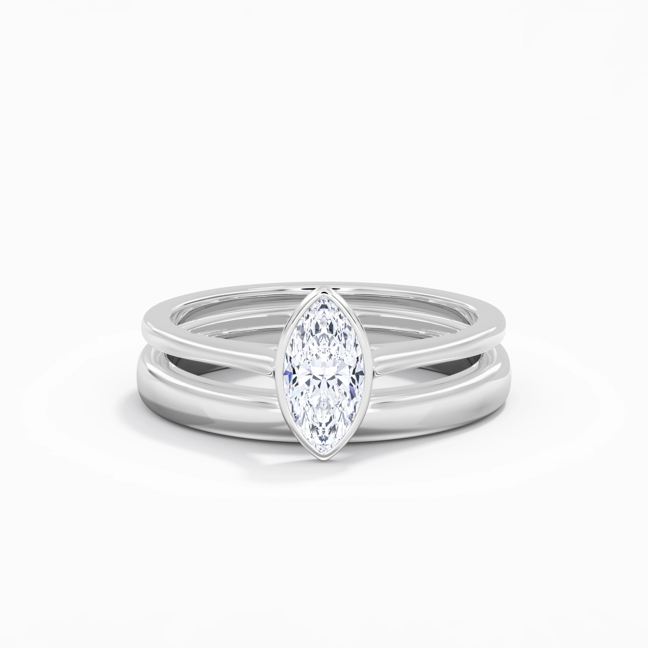 Solitaire Bezel Bridal Set 0.80ct Moissanite