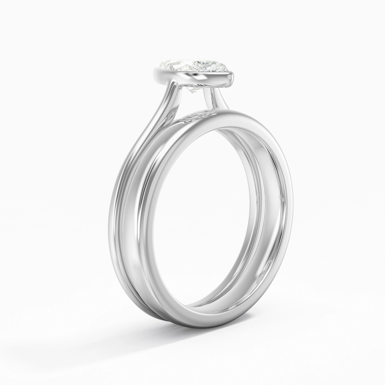Solitaire Bezel Bridal Set 0.80ct Moissanite