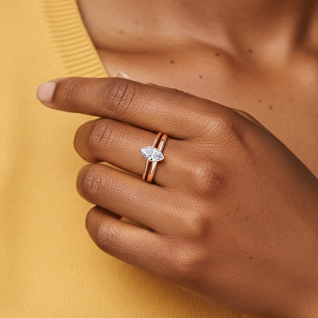 Solitaire Lunette Ensemble nuptial 1.00ct Moissanite