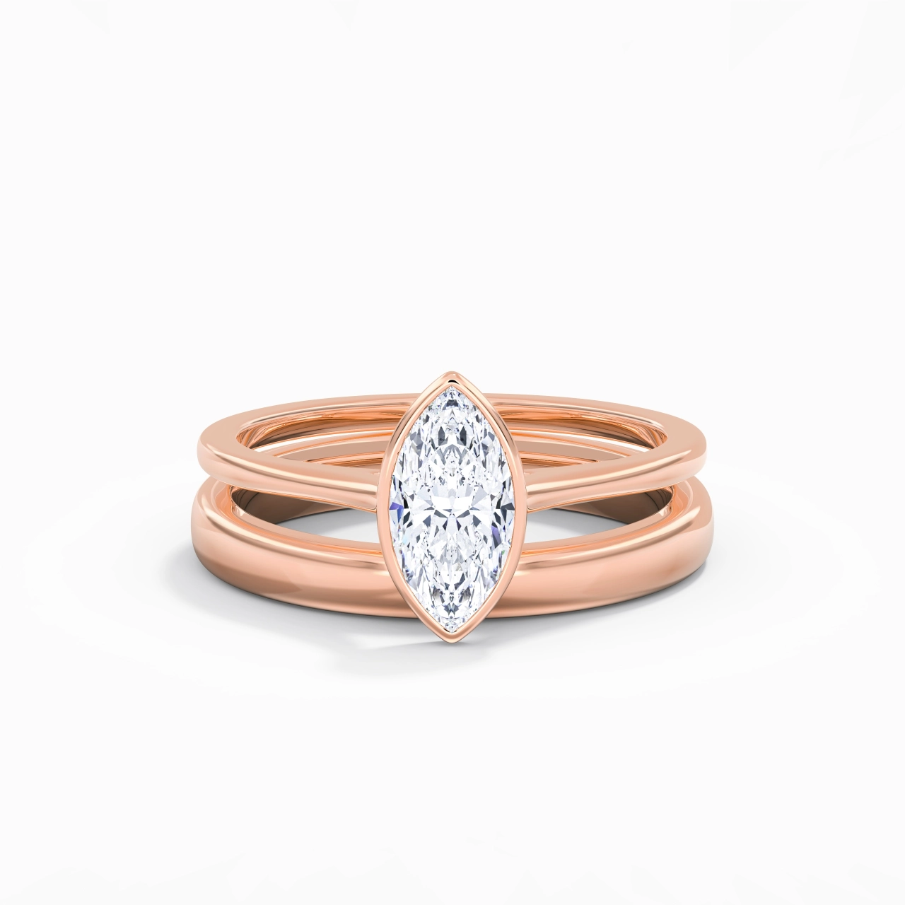 Solitaire Bezel Bridal Set 1.00ct Moissanite
