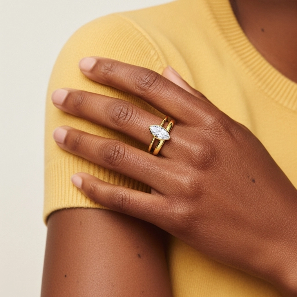 Solitaire Lunette Ensemble nuptial 1.00ct Moissanite