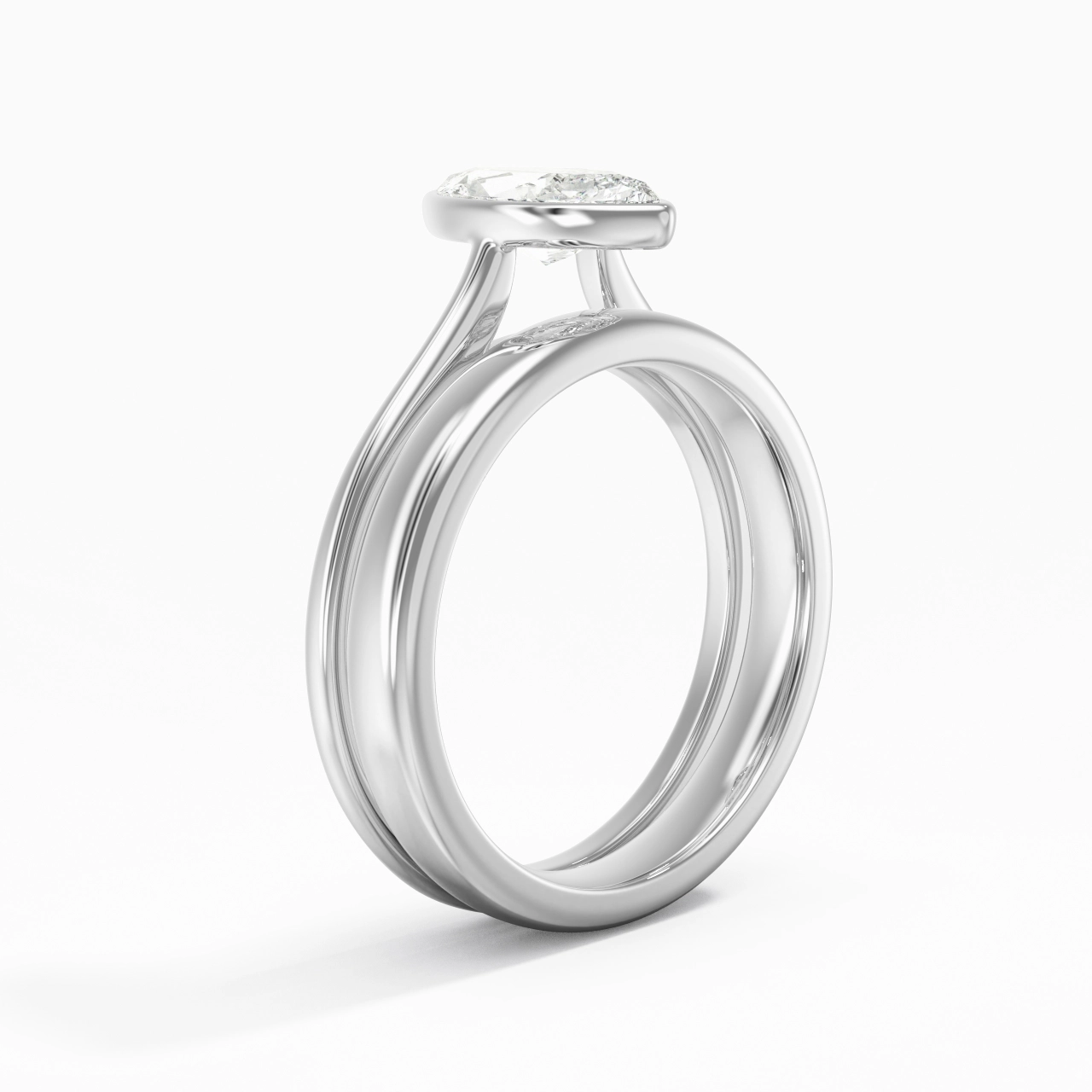 Solitaire Bezel Bridal Set 1.00ct Moissanite