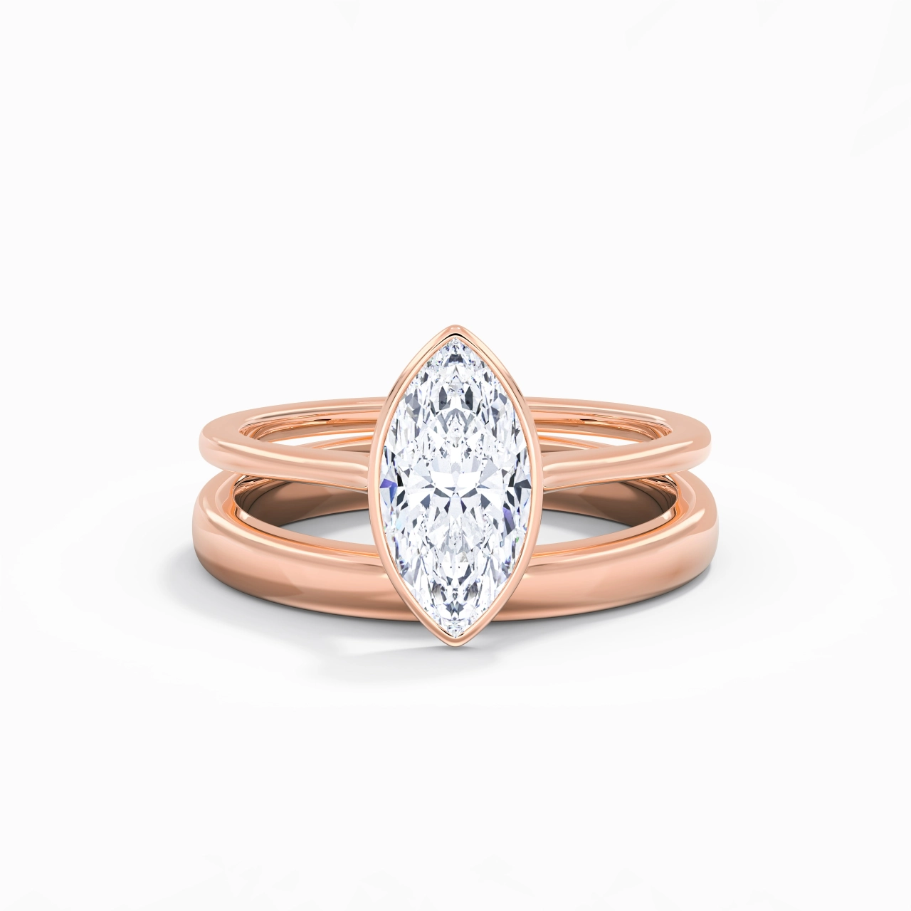 Solitaire Bezel Bridal Set 2.00ct Moissanite