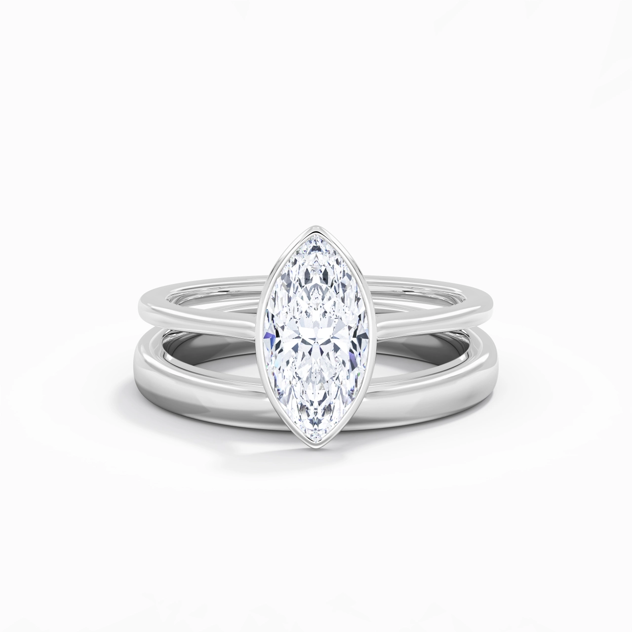 Solitaire Bezel Bridal Set 2.00ct Moissanite