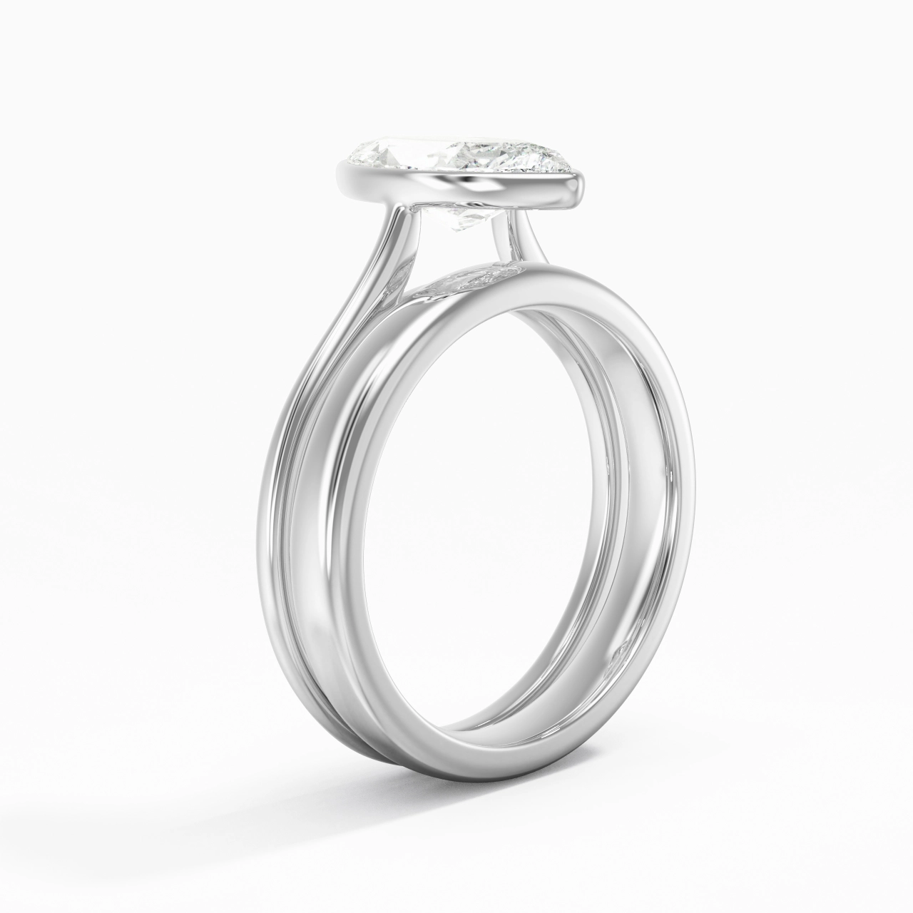 Solitaire Bezel Bridal Set 2.00ct Moissanite