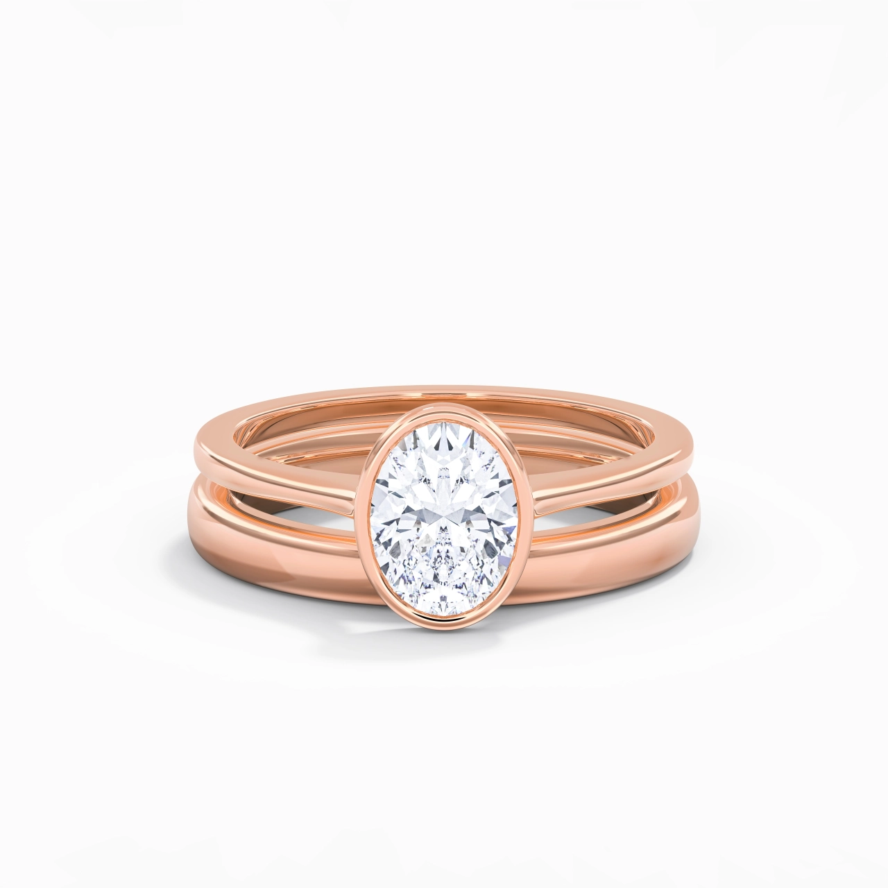 Solitaire Bezel Bridal Set 1.50ct Moissanite