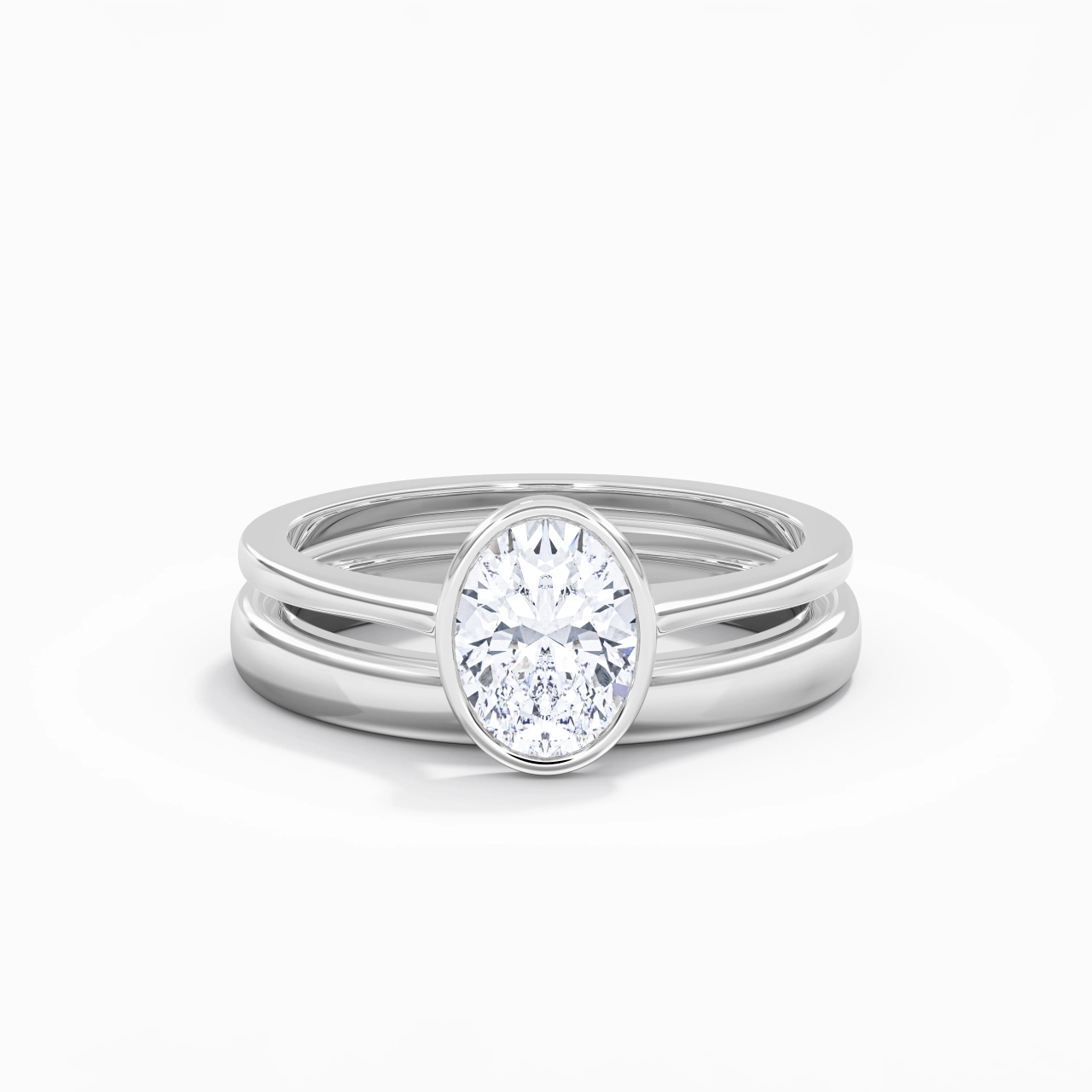 Solitaire Bezel Bridal Set 1.50ct Moissanite