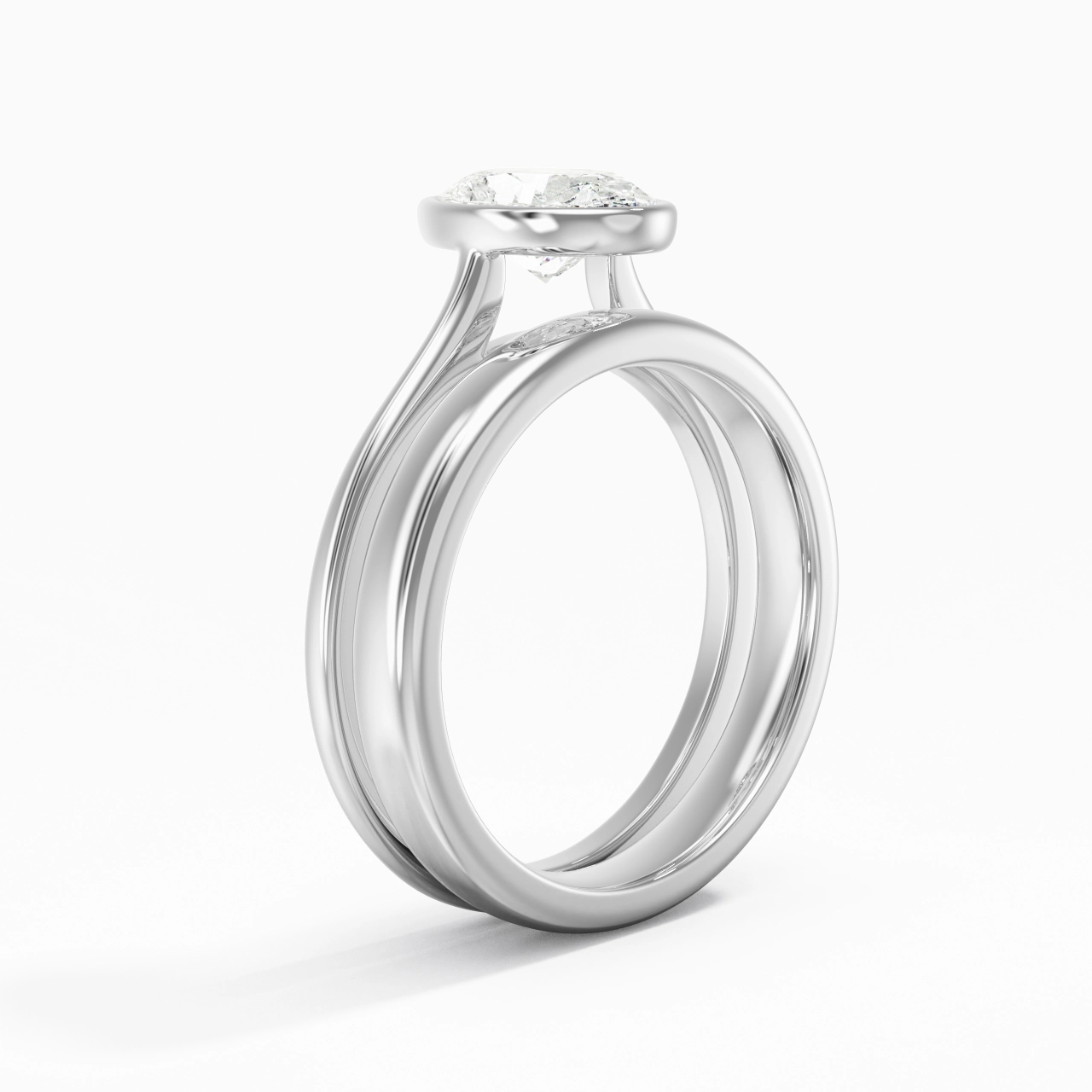 Solitaire Bezel Bridal Set 1.50ct Moissanite