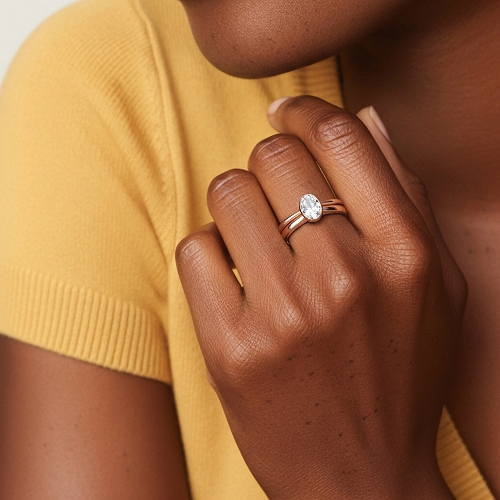 Solitaire Bezel Bridal Set 1.00ct Moissanite