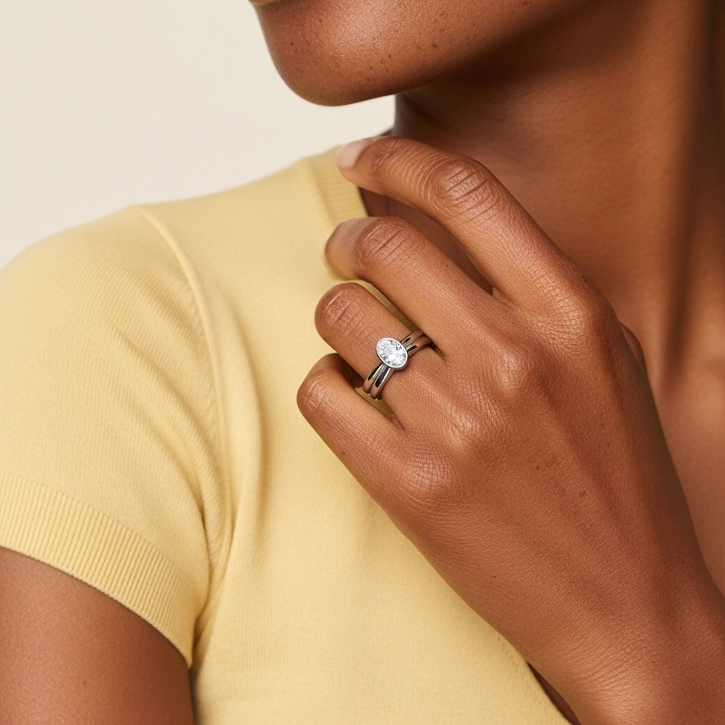 Solitaire Bezel Bridal Set 1.00ct Moissanite